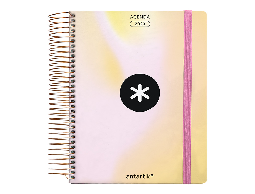 Agenda de oficina antartik 2023 semana vista 90 gr con sobre marcapaginas y 3 hojas pegatinas amaril