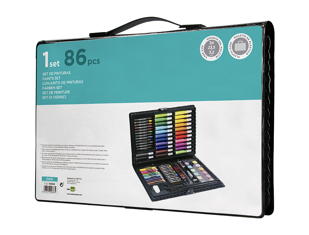 SET DE PINTURA LIDERPAPEL PLASTICO 86 PECAS 34X23X3,2 CM