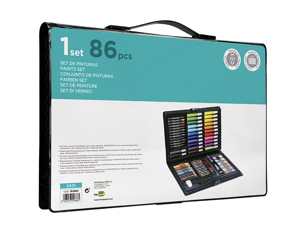 SET DE PINTURA LIDERPAPEL PLASTICO 86 PECAS 34X23X3,2 CM