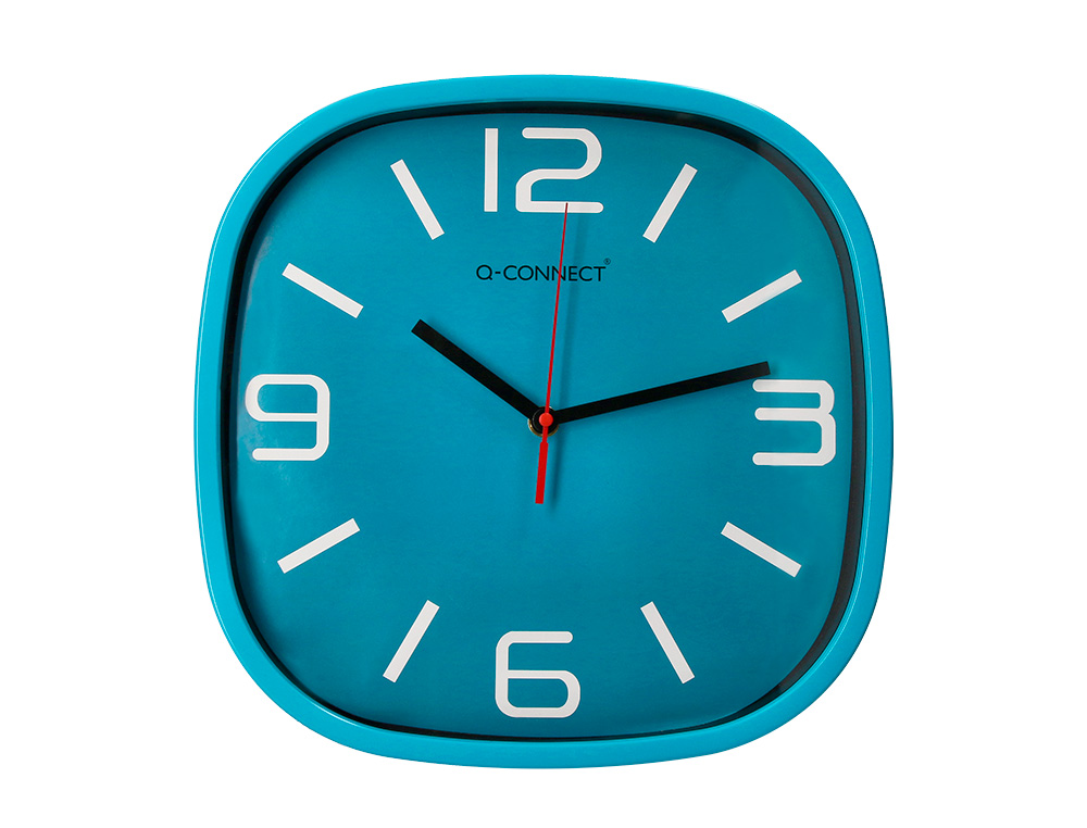 Reloj q-connect de pared de plastico redondo 30 cm movimiento silencioso color azul