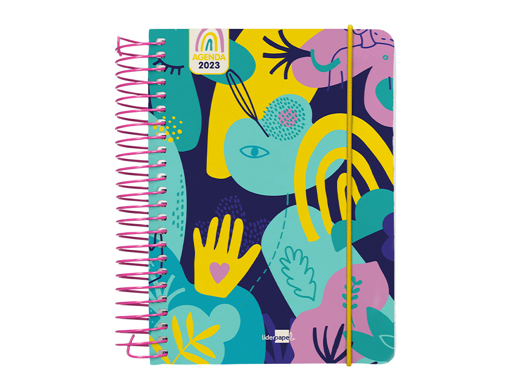 Agenda espiral liderpapel santorini 10,5x14,8 cm 2023 dia pagina papel 60 gr manos