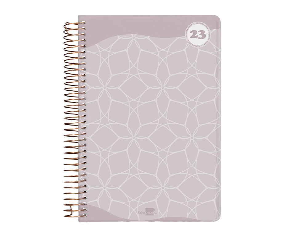 Agenda espiral liderpapel classic a4 2023 dia pagina portada polipropileno papel 70 gr color gris