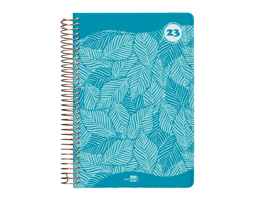 Agenda espiral liderpapel classic a5 2023 semana vista portada polipropileno papel 70 gr color verde