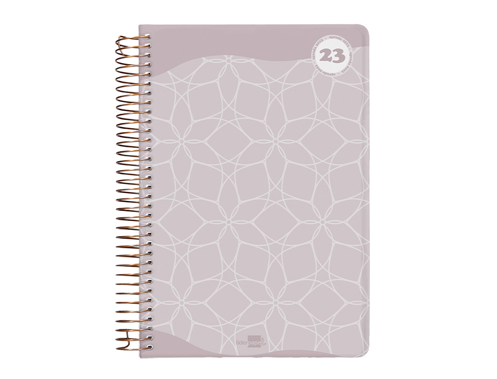 Agenda espiral liderpapel classic a6 2023 semana vista portada polipropileno papel 70 gr color gris