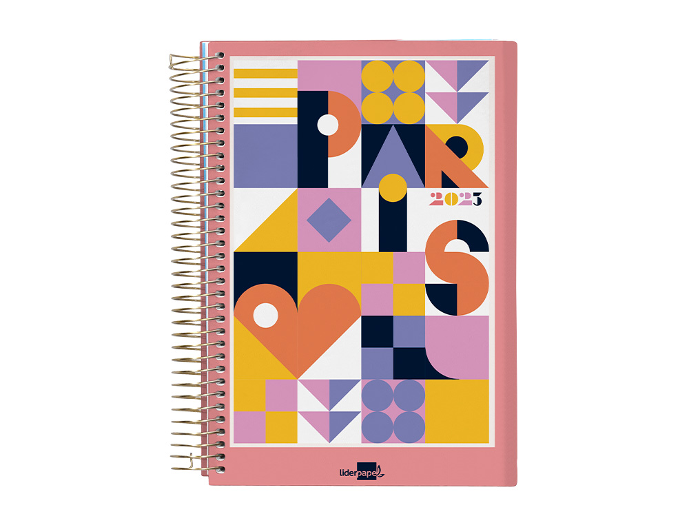 Agenda espiral liderpapel gazi a4 2023 dia pagina portada polipropileno papel 70 gr paris