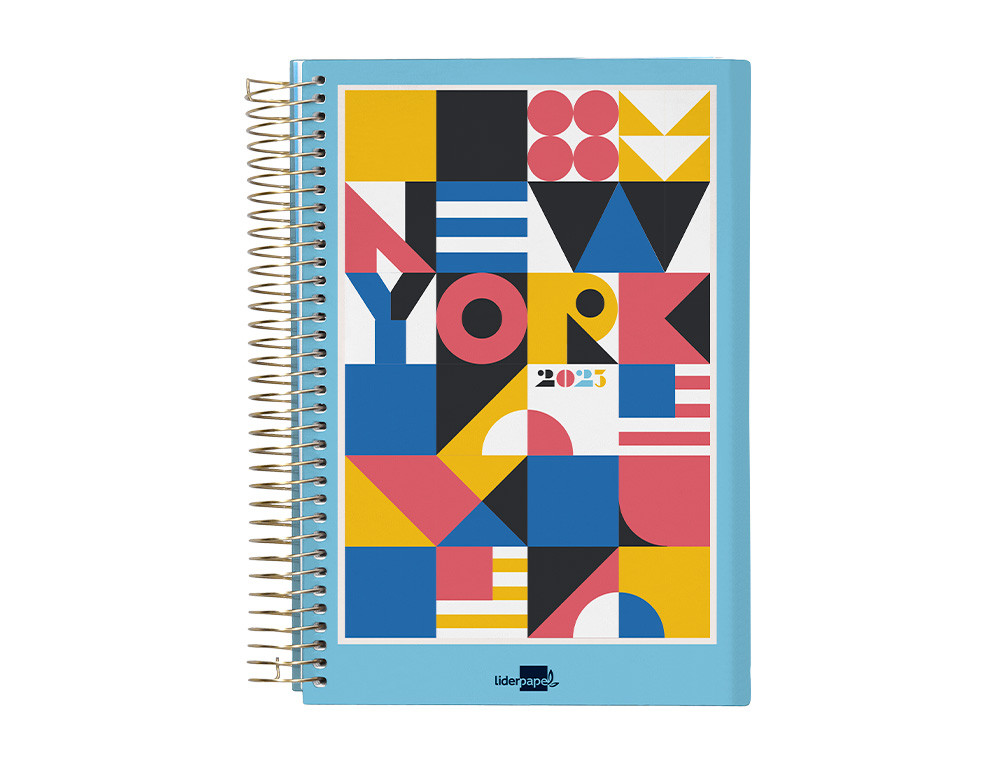 Agenda espiral liderpapel gazi a4 2023 dia pagina portada polipropileno papel 70 gr new york