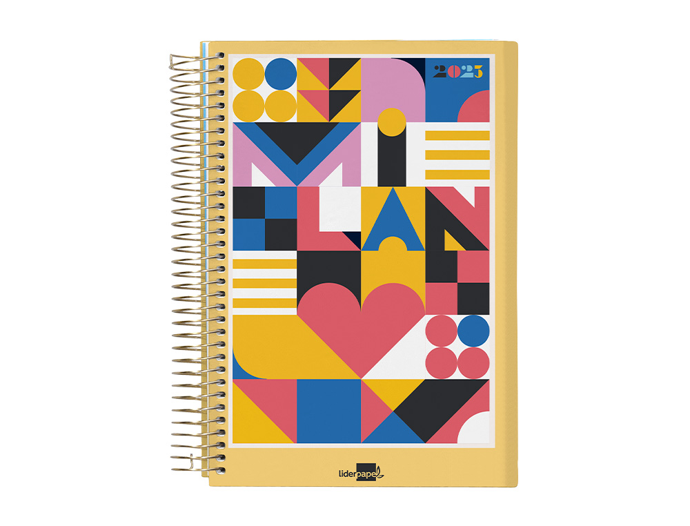 Agenda espiral liderpapel gazi a4 2023 dia pagina portada polipropileno papel 70 gr milan
