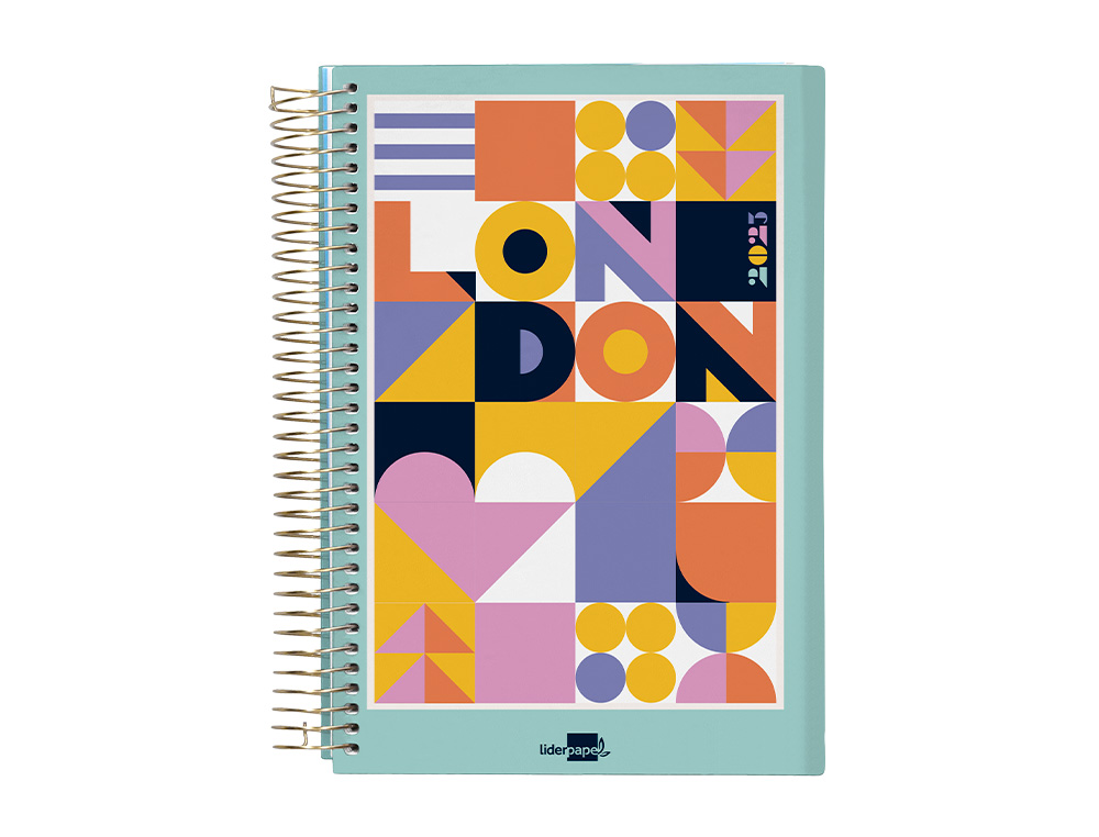 Agenda espiral liderpapel gazi a6 2023 semana vista portada polipropileno papel 70 gr london