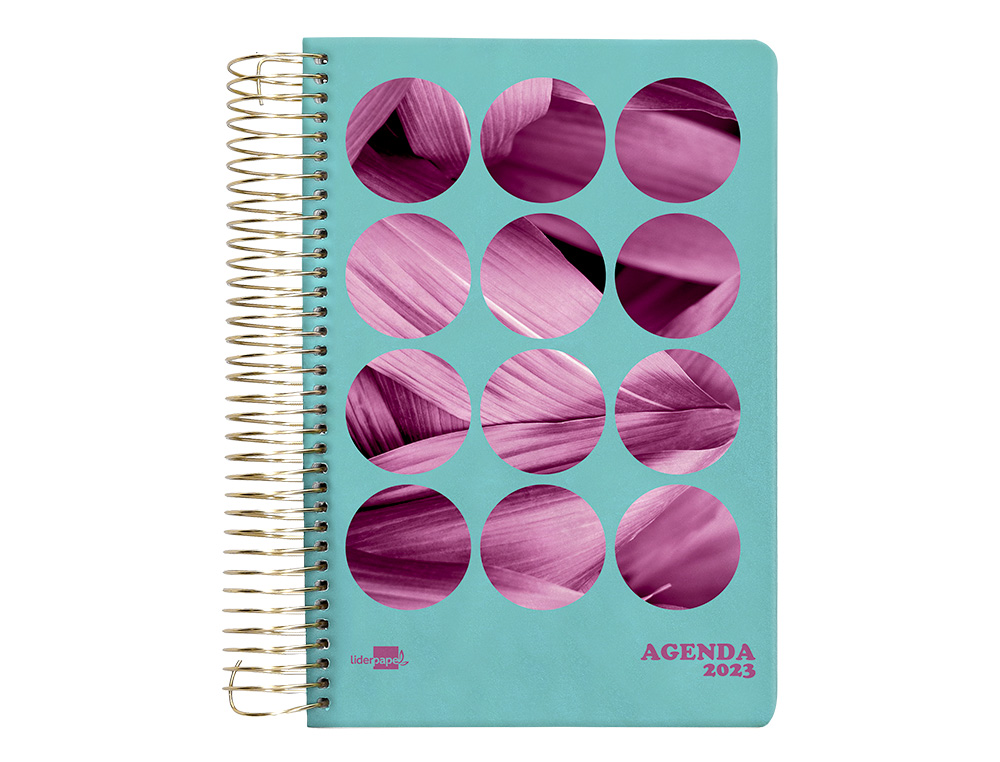 Agenda espiral liderpapel perissa a6 2023 semana vista papel 80 gr color flor