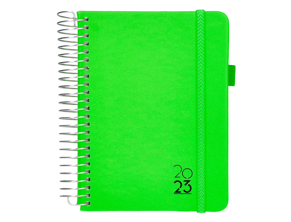 Agenda encuadernada liderpapel neon a5 2023 dia pagina papel 70 gr color verde