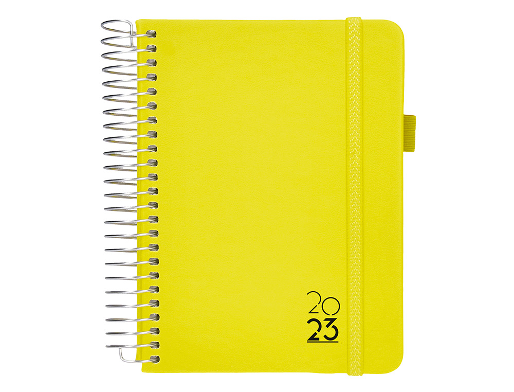 Agenda encuadernada liderpapel neon a6 2023 dia pagina papel 70 gr color amarillo
