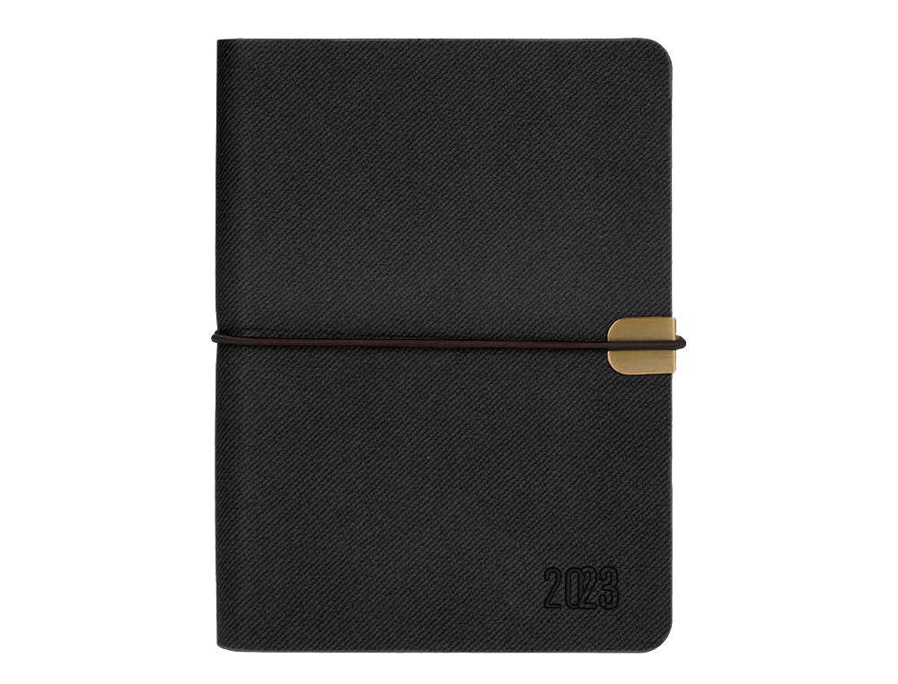Agenda encuadernada liderpapel egina a6 2023 dia pagina color negro papel 70 gr