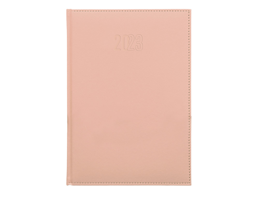 Agenda encuadernada liderpapel creta 17x24 cm 2023 dia pagina color nude papel 70 gr