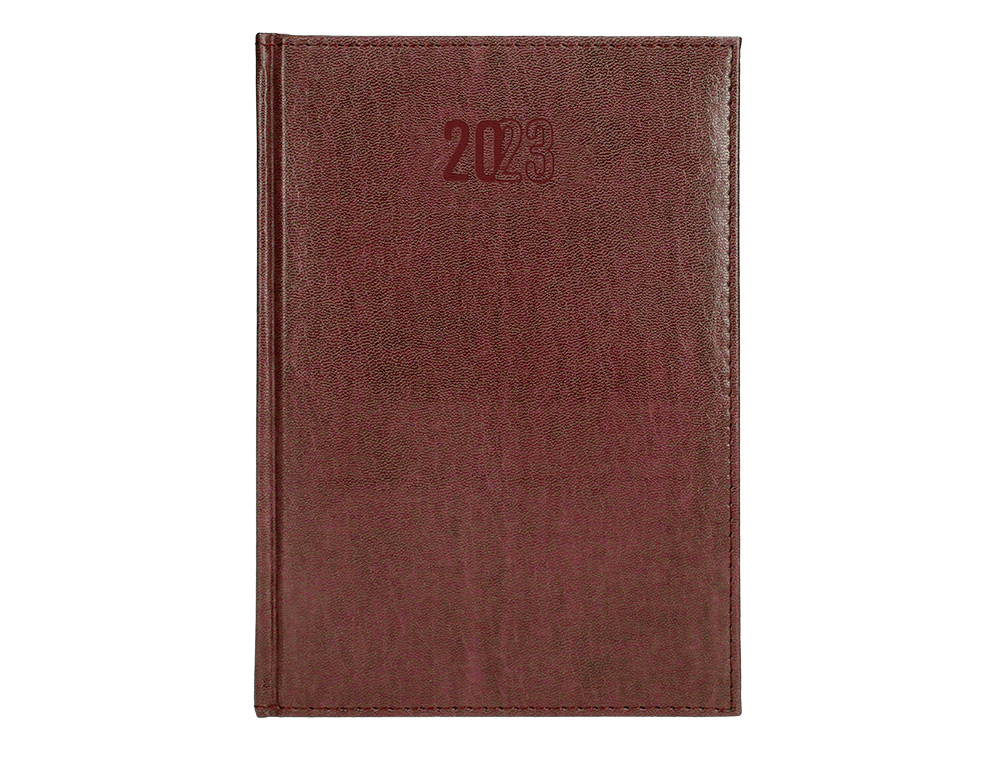 Agenda encuadernada liderpapel creta 17x24 cm 2023 dia pagina color burdeos papel 70 gr