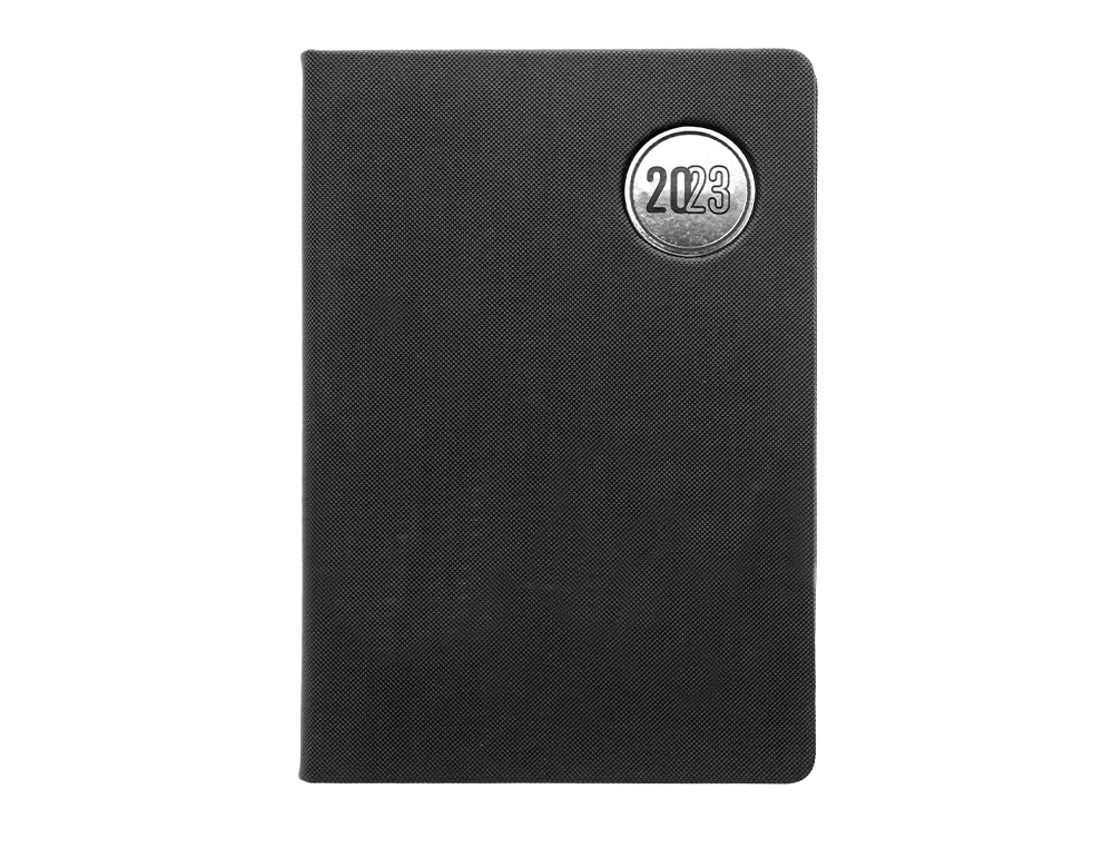 Agenda encuadernada liderpapel kilkis 17x24 cm 2023 dia pagina color negro papel 70 gr