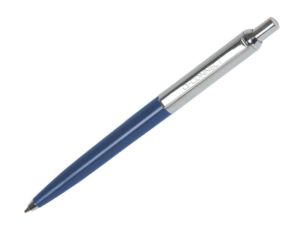 BOLIGRAFO Q-CONNECT PREMIUM METALICO RETRACTIL CON CLIP COLOR AZUL PUNTA 1 MM