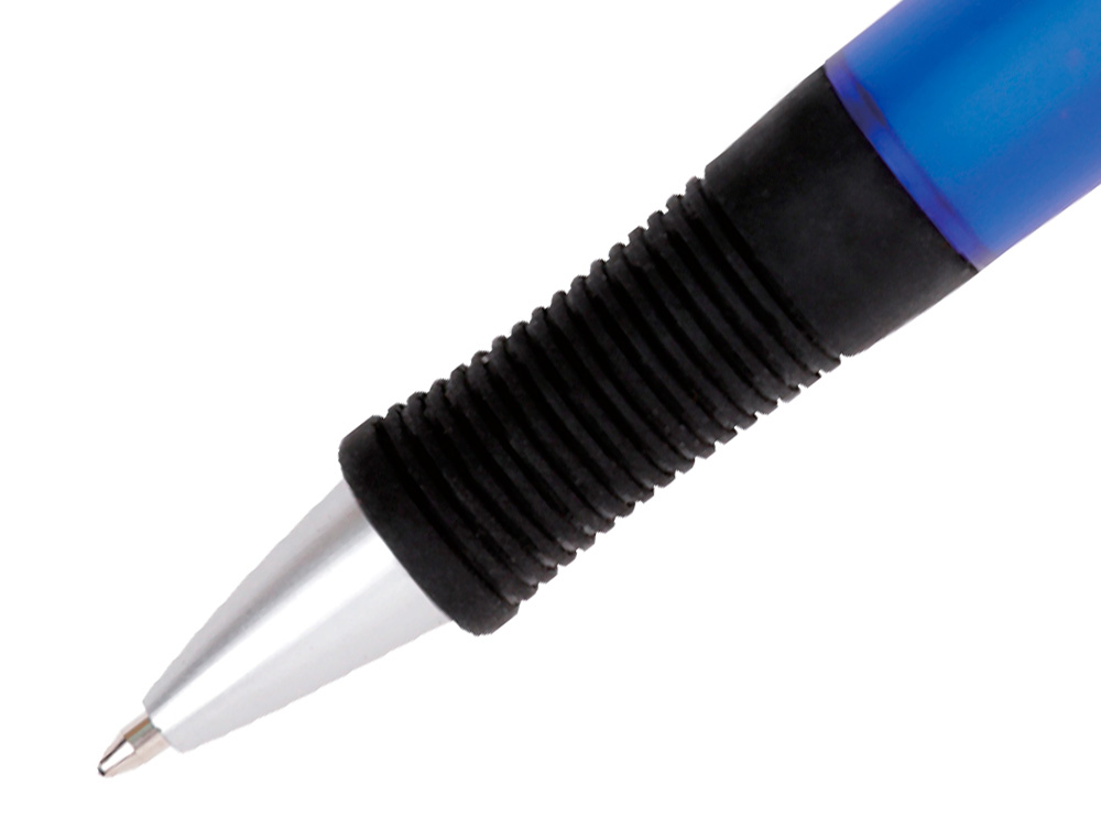 BOLIGRAFO Q-CONNECT PREMIUM RETRACTIL CON SUJECION DE CAUCHO COLOR AZUL PUNTA 1 MM