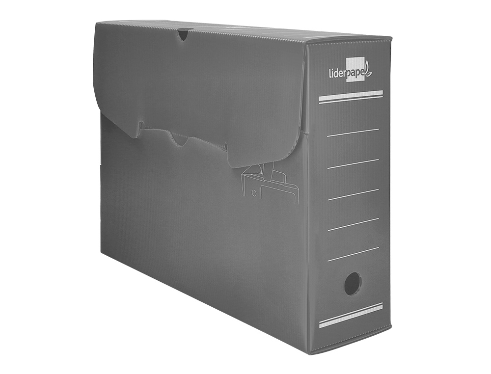 Caja archivo definitivo plastico liderpapel gris 360x260x100 mm