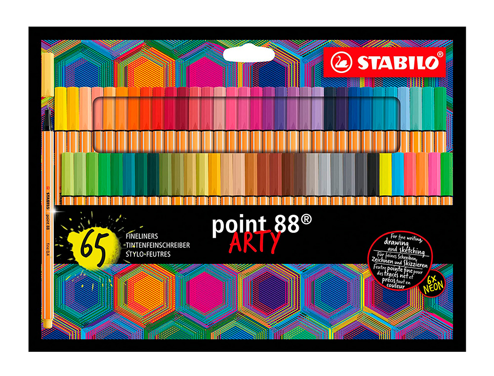 ROTULADOR STABILO POINT 88 PUNTA DE FIBRA ARTY LINE ESTUCHE CARTON DE 65 UNIDADES COLORES SURTIDOS
