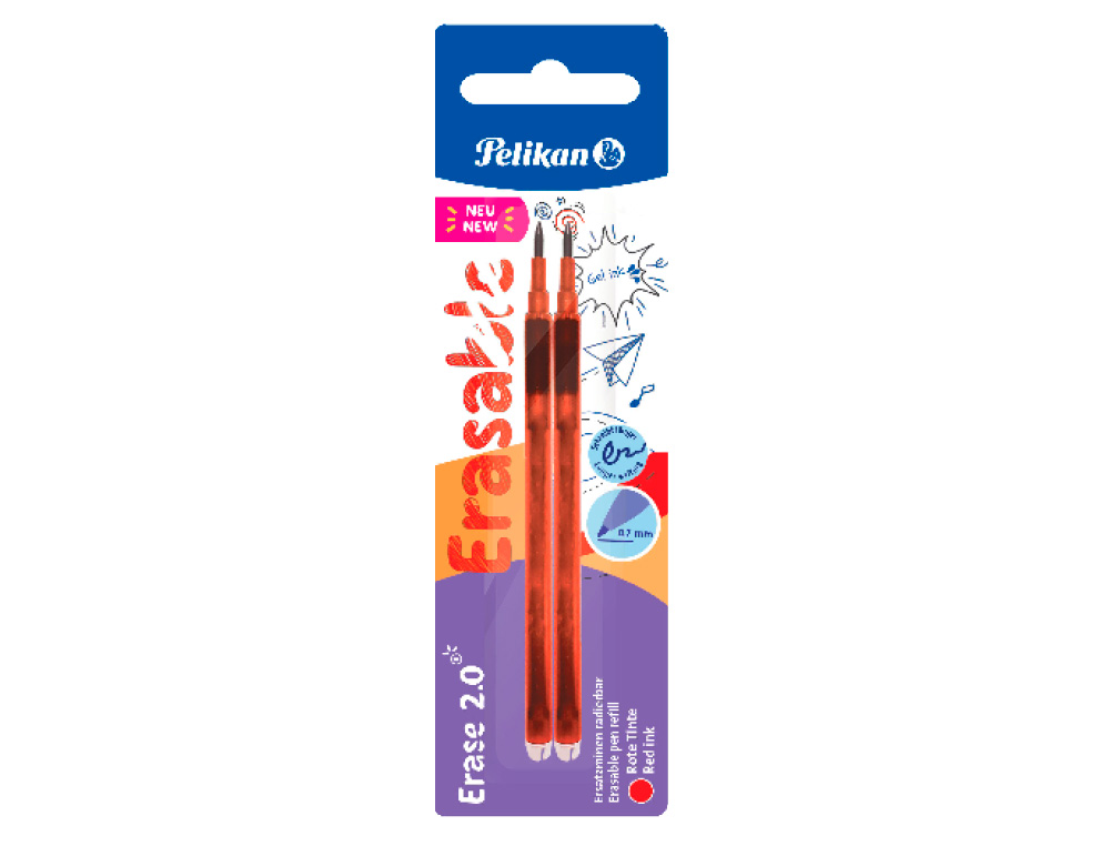 Recambio roller pelikan erase 2.0 color rojo blister de 2 unidades