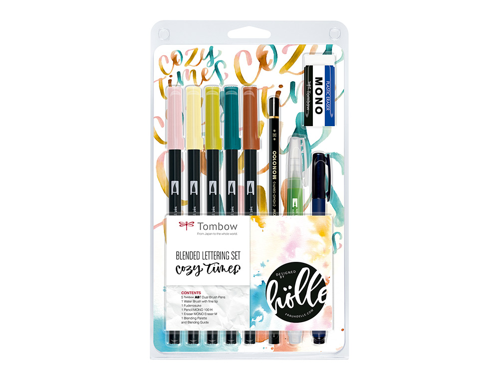 Set de caligrafia tombow blended lettering cozy times 9 piezas