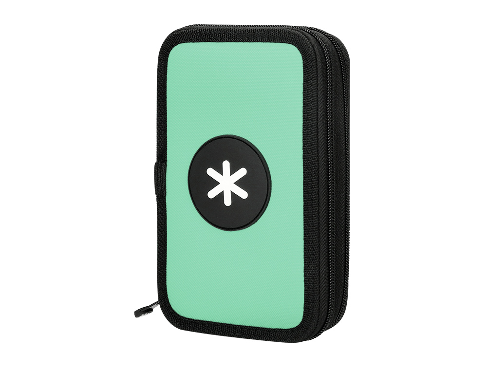 PLUMIER ESCOLAR ANTARTIK DOBLE CREMALLERA COLOR MENTA 28 PIEZAS