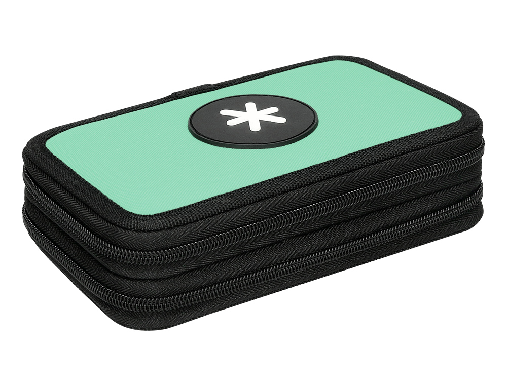 PLUMIER ESCOLAR ANTARTIK DOBLE CREMALLERA COLOR MENTA 28 PIEZAS