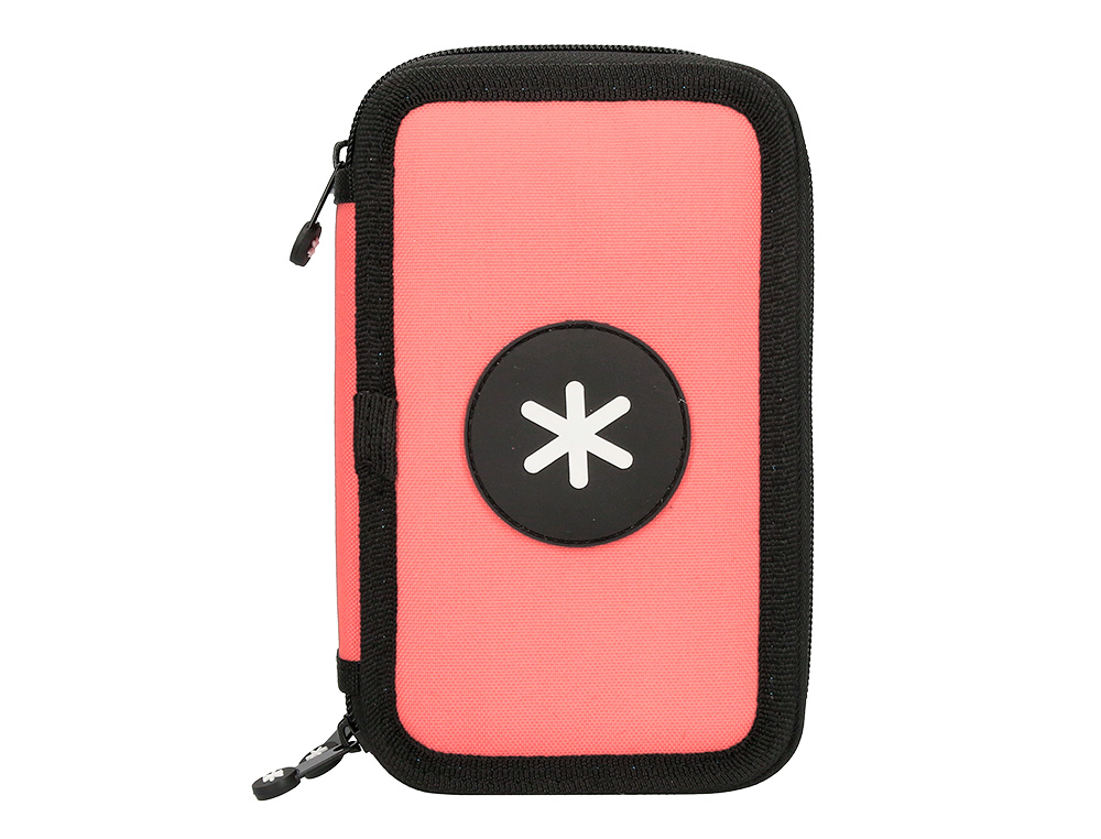 PLUMIER ESCOLAR ANTARTIK TRIPLE CREMALLERA COLOR CORAL 36 PIEZAS