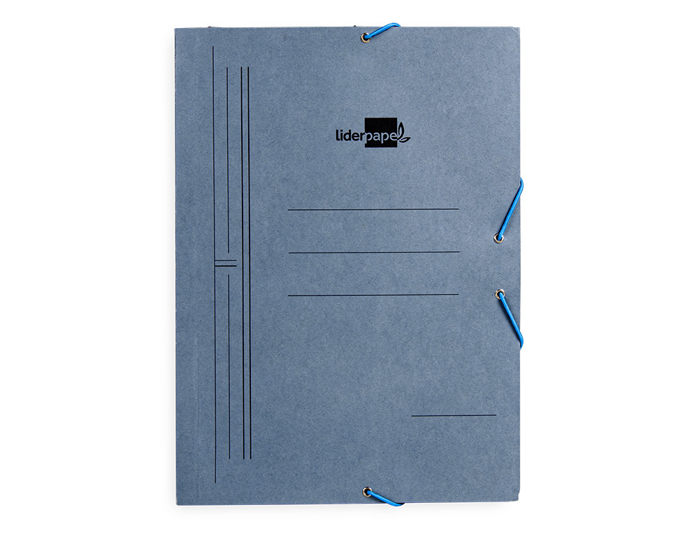 Carpeta liderpapel gomas folio 3 solapas carton pintado azul 410 g/m2