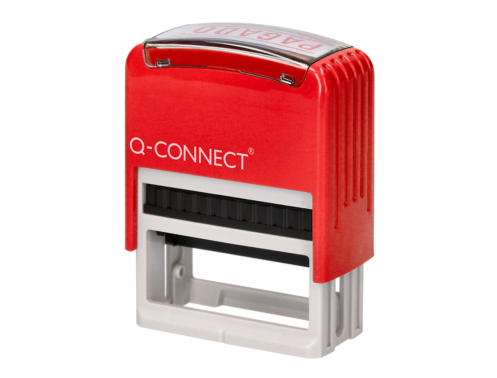 SELLO ENTINTADO AUTOMATICO Q-CONNECT PAGADO ALMOHADILLA 14X38 MM COLOR ROJO