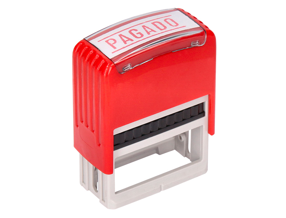 SELLO ENTINTADO AUTOMATICO Q-CONNECT PAGADO ALMOHADILLA 14X38 MM COLOR ROJO