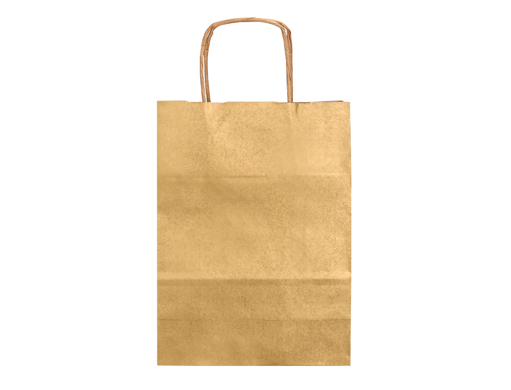 Bolsa papel q-connect kraft oro xs con asa retorcida 180x240x80 mm