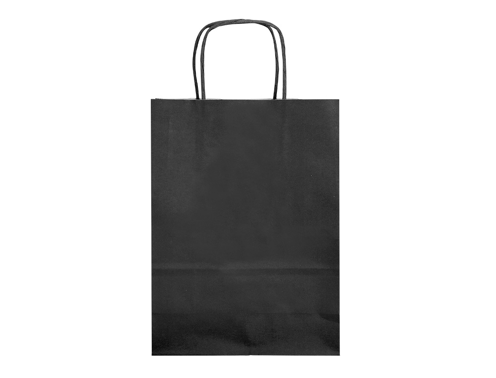 Bolsa papel q-connect celulosa negro xs con asa retorcida 180x240x80 mm