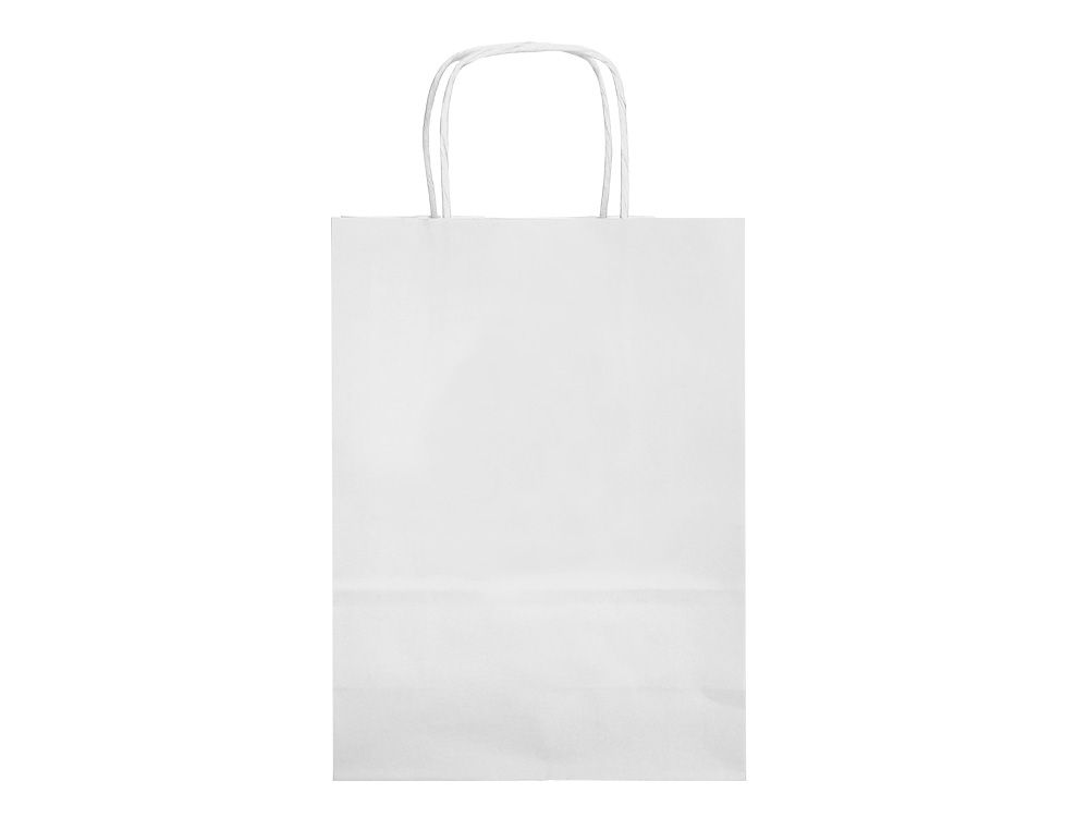 Bolsa papel q-connect celulosa blanco m con asa retorcida 270x370x12 mm