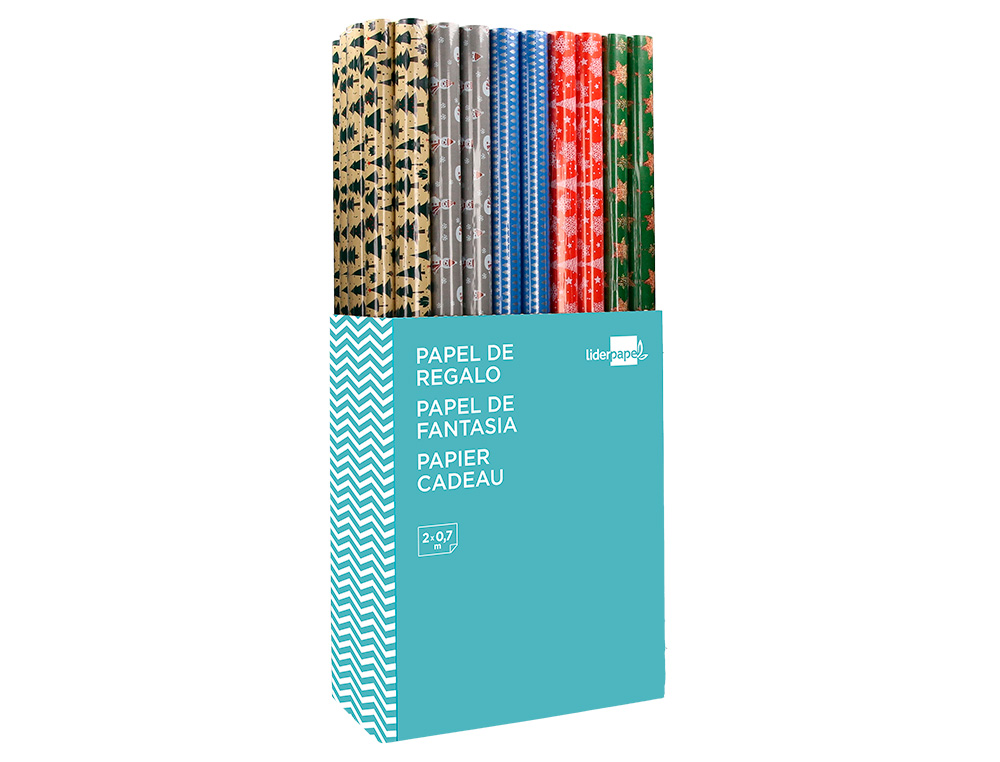 Papel de regalo liderpapel navidad rollo ancho 70 cm longitud 2 mt surtido a modelos surtidos gramaje 60 gr