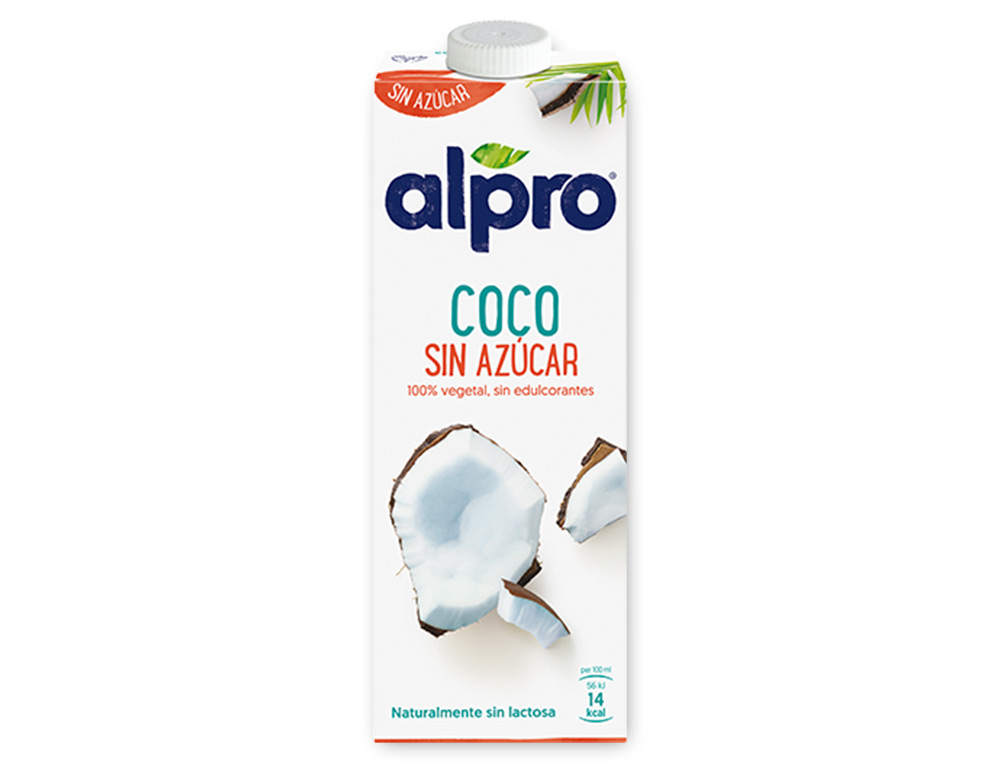 Bebida de coco alpro sin azucar con calcio y vitaminas brik de 1 litro