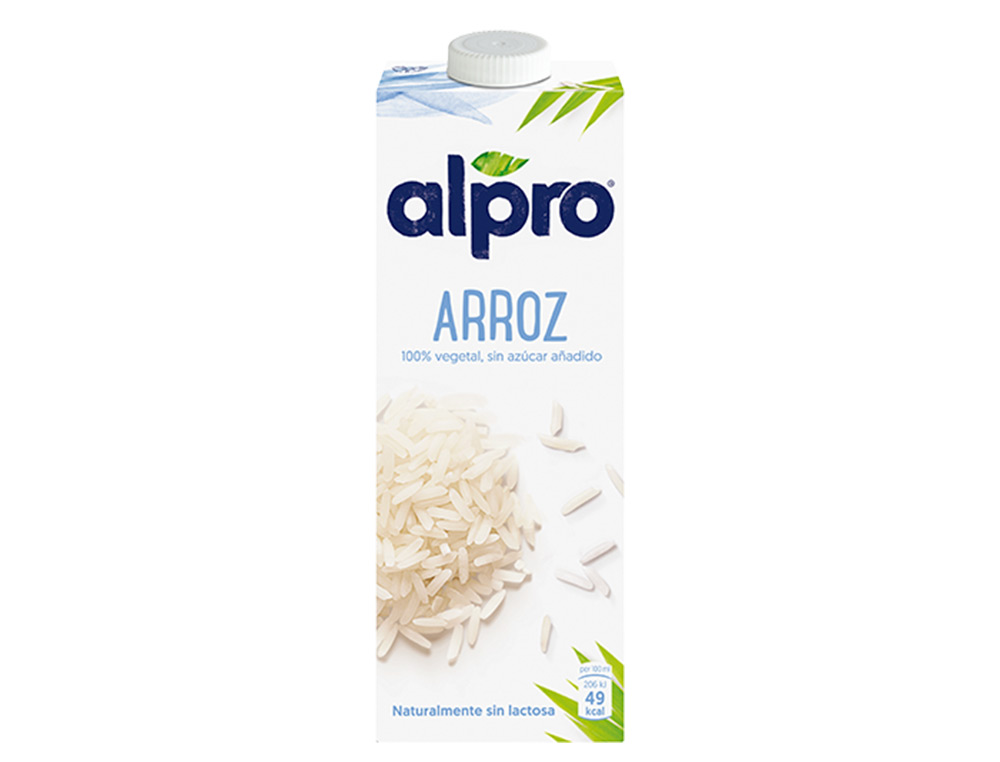 Bebida de arroz alpro 100% vegetal sin azucar con calcio y vitaminas brik de 1 litro