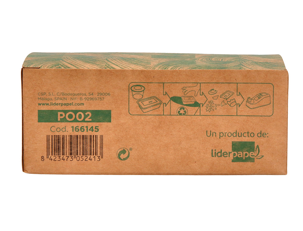 PORTARROLLO SOBREMESA LIDERPAPEL ECOUSE 100% PLASTICO RECICLADO PARA CINTA DE 33 MT COLOR VERDE
