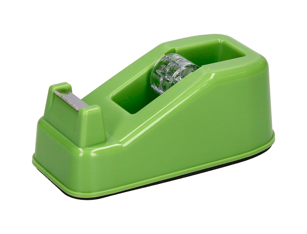 PORTARROLLO SOBREMESA LIDERPAPEL ECOUSE 100% PLASTICO RECICLADO PARA CINTA DE 33 MT COLOR VERDE