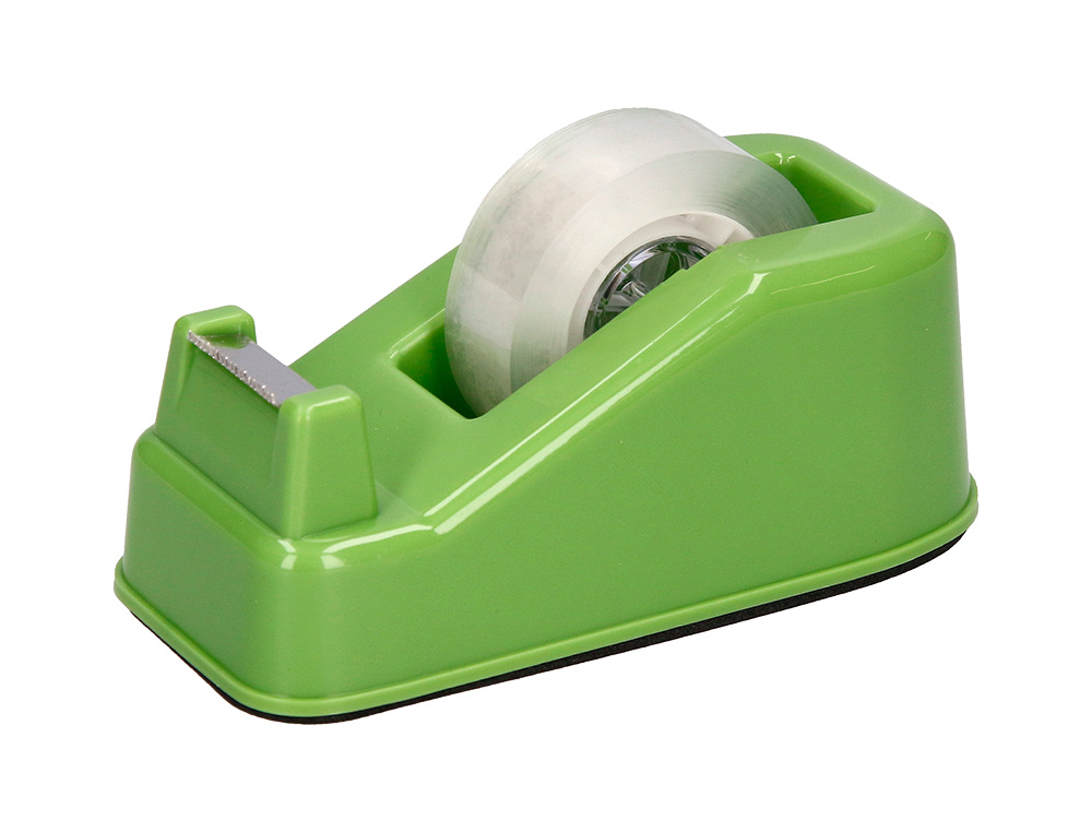 PORTARROLLO SOBREMESA LIDERPAPEL ECOUSE 100% PLASTICO RECICLADO PARA CINTA DE 33 MT COLOR VERDE