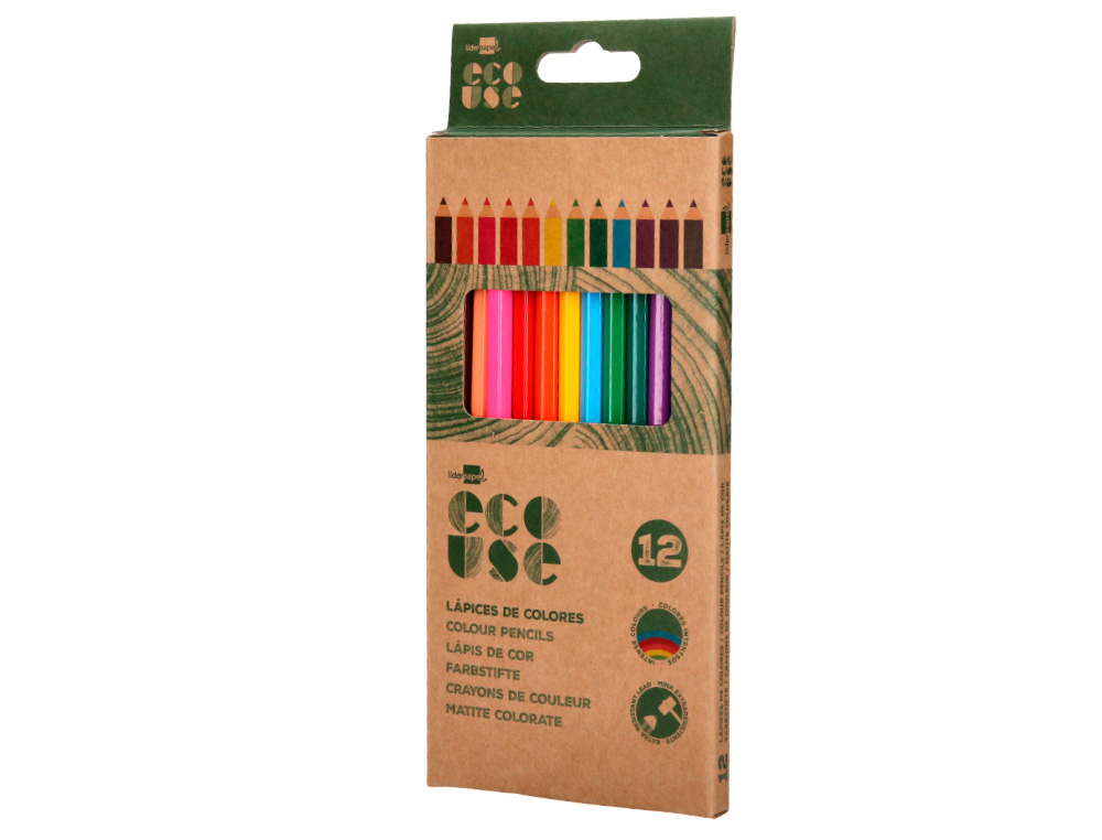 LAPICES DE COLORES LIDERPAPEL ECOUSE CAJA DE 12 COLORES SURTIDOS CON CERTIFICADO FSC