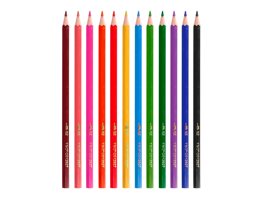 LAPICES DE COLORES LIDERPAPEL ECOUSE CAJA DE 12 COLORES SURTIDOS CON CERTIFICADO FSC