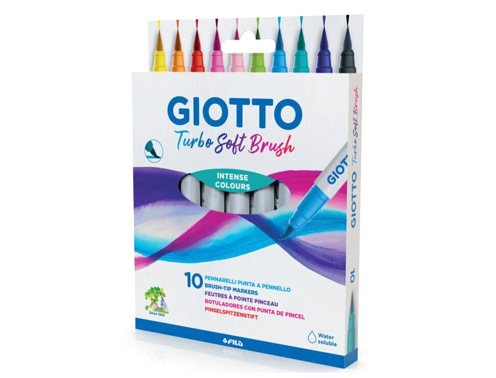 ROTULADOR GIOTTO TURBO SOFT BRUSH PUNTA DE PINCEL CAJA DE 10 UNIDADES COLORES SURTIDOS