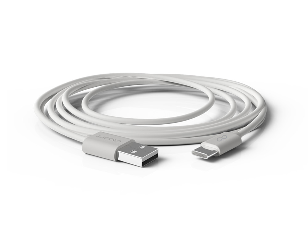 Cable groovy usb-a a tipo c longitud 2 mt color blanco