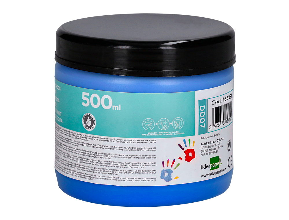 Pintura dedos liderpapel tarrina de 500 ml azul