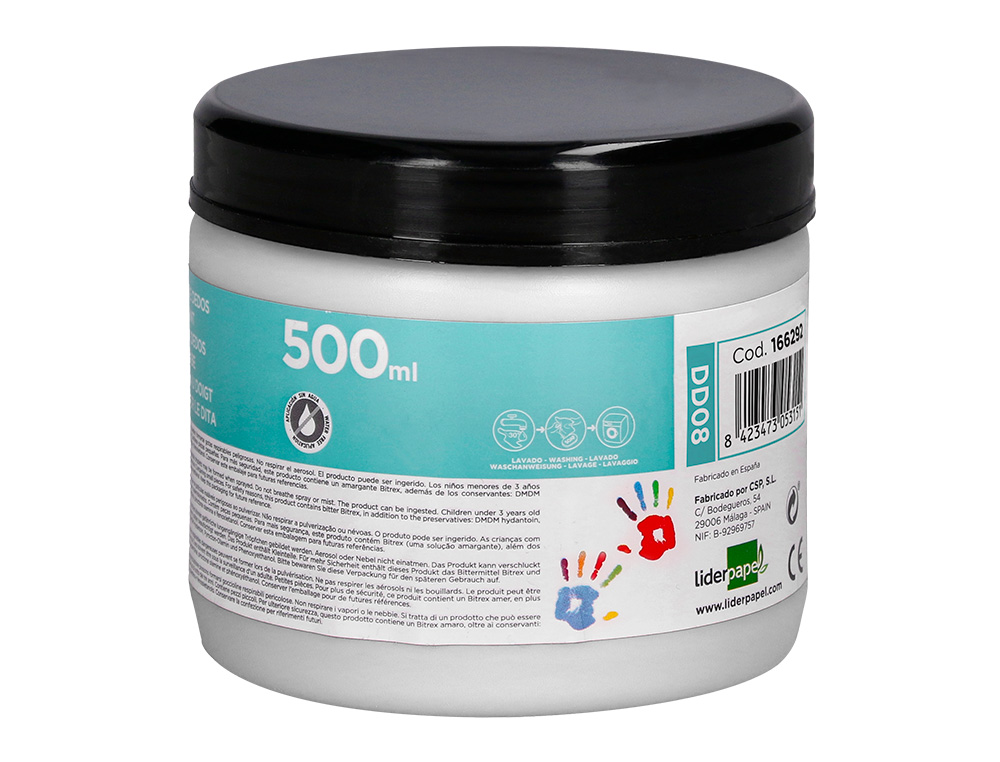 Pintura dedos liderpapel tarrina de 500 ml blanco