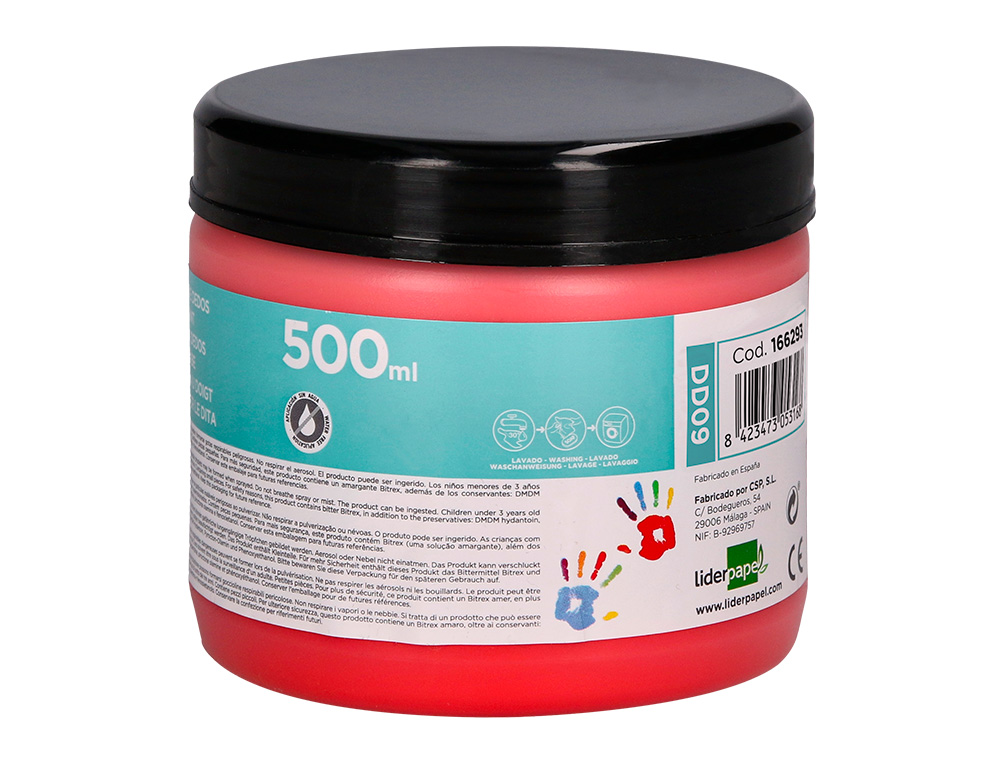 Pintura dedos liderpapel tarrina de 500 ml rojo