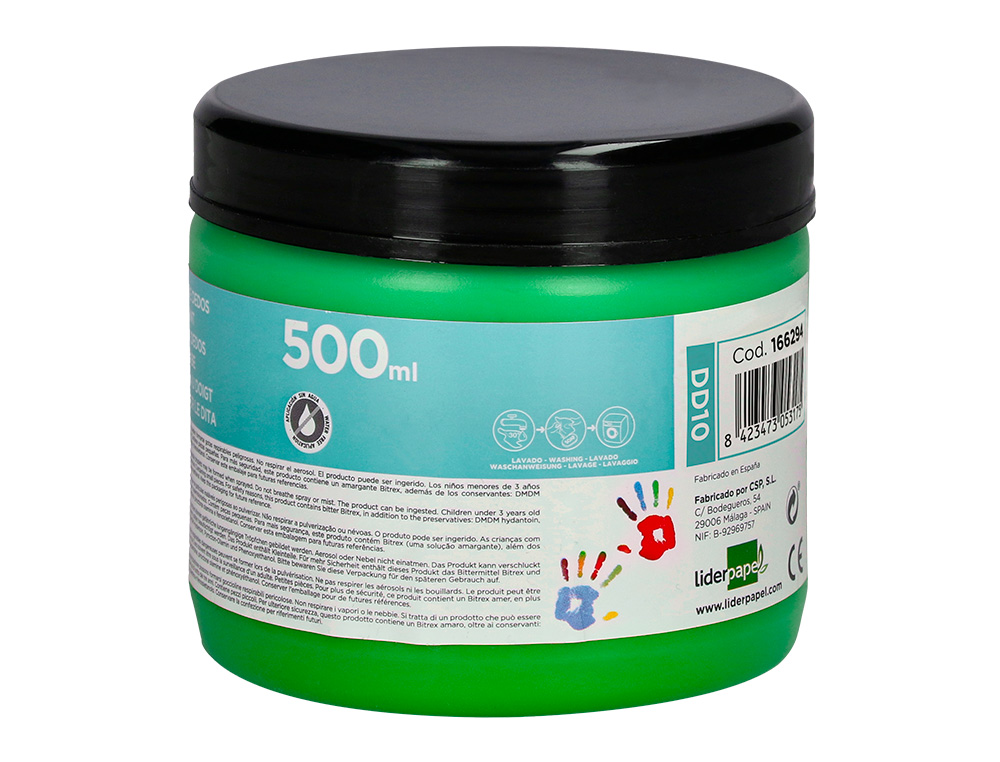 Pintura dedos liderpapel tarrina de 500 ml verde