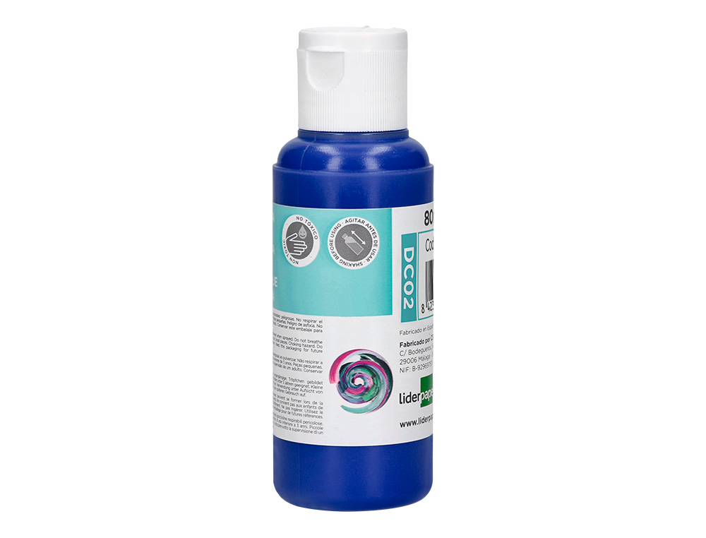 Pintura acrilica liderpapel bote de 80 ml azul ultramar