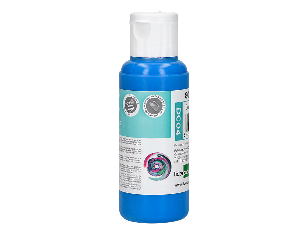 Pintura acrilica liderpapel bote de 80 ml cian